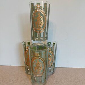 Cera Glass Vintage Athena Pattern Tall Tumbler/HiBall, set of 4